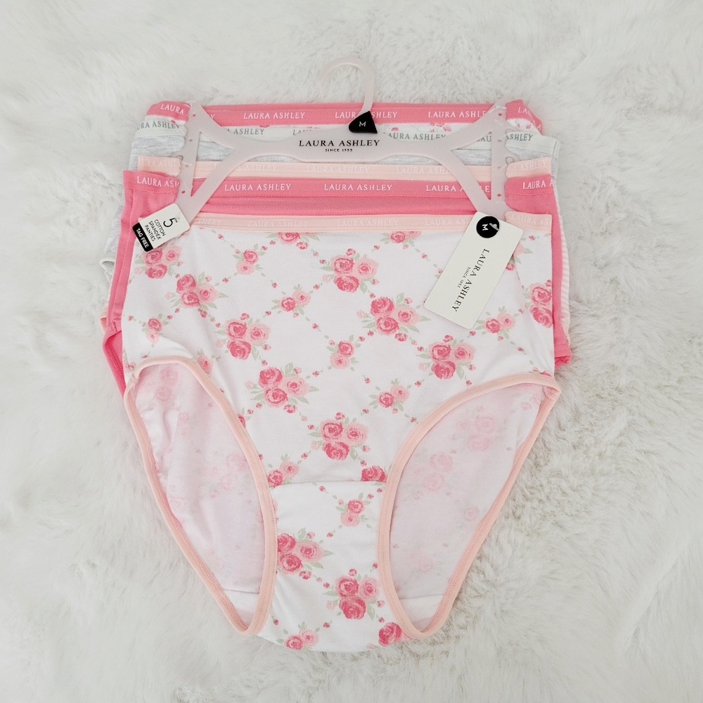 🌺LAURA ASHLEY 5-PACK COTTON SPANDEX PANTIES SIZE M